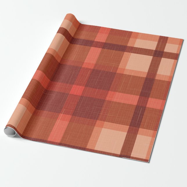 Rustic Orange Höstfall Tartan Wrapping P Presentpapper (Utrullad)