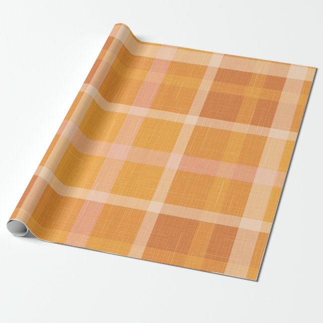 Rustic Orange Höstfall Tartan Wrapping P Presentpapper (Utrullad)