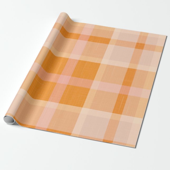 Rustic Orange Hösthöstfälle Tartan Wrapping Presentpapper (Utrullad)