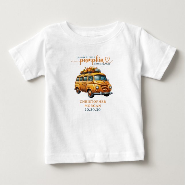 Rustic Orange Lastbil Little Pumpkin Baby Shower T Shirt (Framsida)