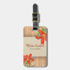 Rustic Orange Lily Botanical Illustration Bagagebricka