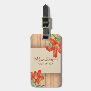 Rustic Orange Lily Botanical Illustration Bagagebricka
