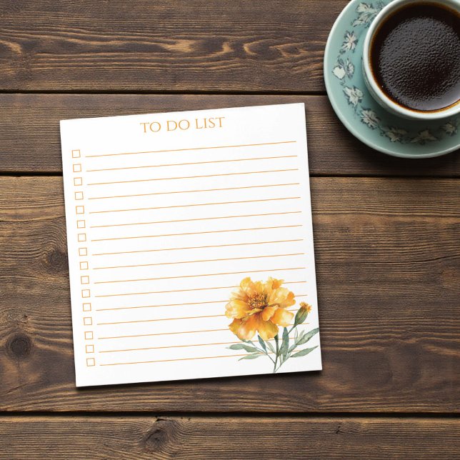 Rustic Orange Marigold To Do List Teacher Gift Anteckningsblock (Rustic Orange Marigold To Do List Teacher Gift Notepad)