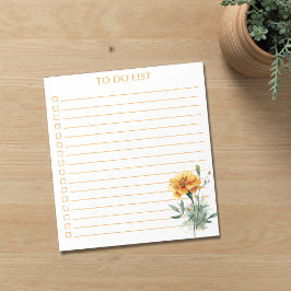 Rustic Orange Marigold To Do List Teacher Gift Anteckningsblock