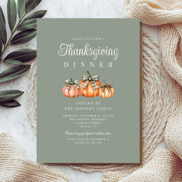 Rustic Orange Pumpkins Thanksgiving Dinner Inbjudningar
