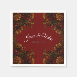 Rustic Orange Red Fall Elegant bröllop Pappersservett