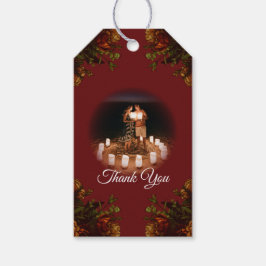 Rustic Orange Red Fall Elegant Gothic Bröllop Presentetikett