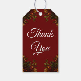 Rustic Orange Red Fall Elegant Gothic Bröllop Presentetikett