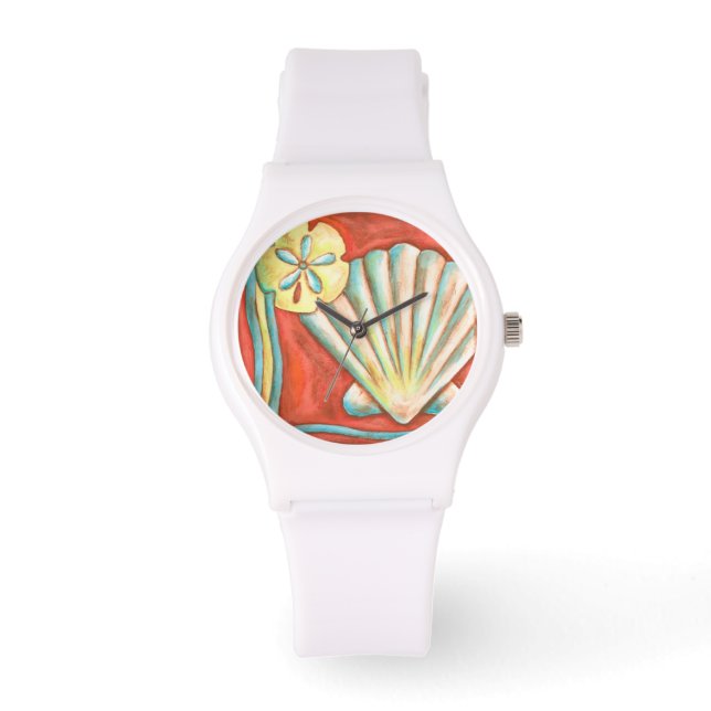 Rustic Orange Seashells Armbandsur (Framsida)