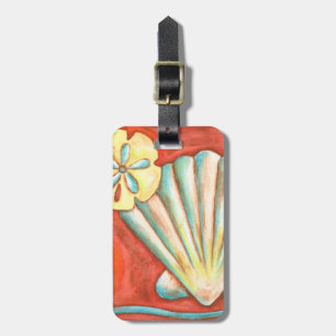 Rustic Orange Seashells Bagagebricka