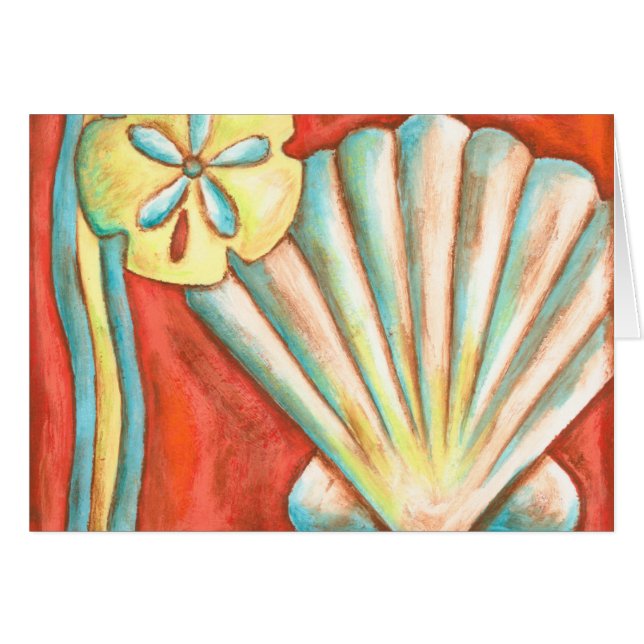 Rustic Orange Seashells Hälsningskort (Framsidan Horizontal)