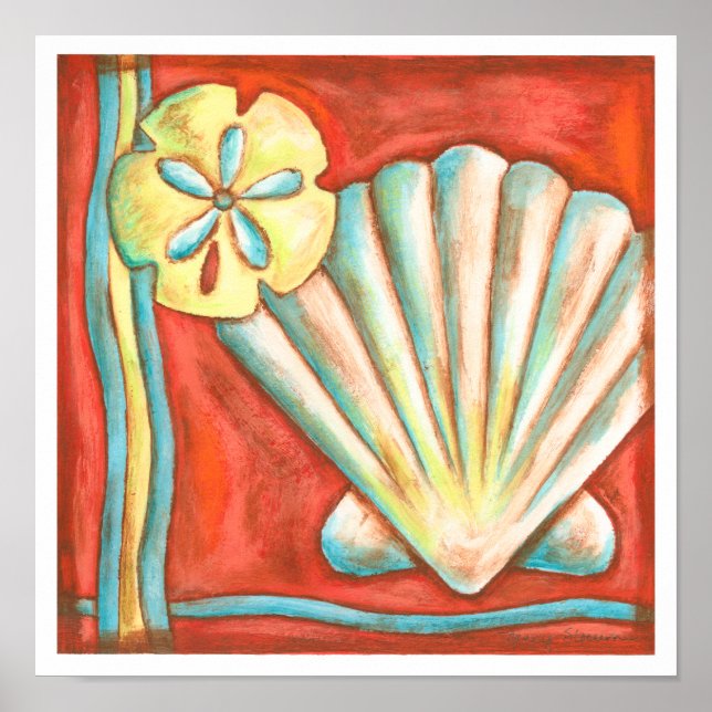 Rustic Orange Seashells Poster (Framsidan)