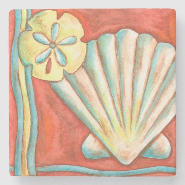 Rustic Orange Seashells Stenunderlägg (Framsidan)