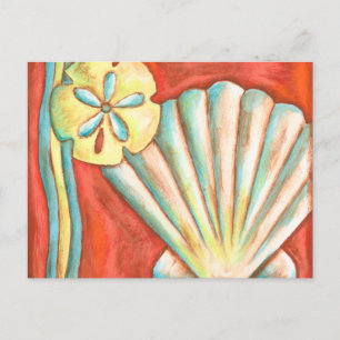 Rustic Orange Seashells Vykort