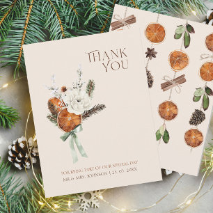Rustic Orange Slices White Flowers Bröllop Tack Kort