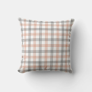 Rustic Orange, White & Black Plaid Throw Pillow Kudde