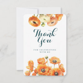 Rustic Orange White Garden Blommigt Födelsedagsfes Tack Kort