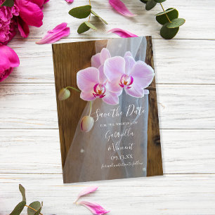 Rustic Orchid Elegance Barn Bröllop spara datum Inbjudningar