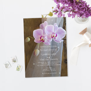 Rustic Orchid Elegance Barn Wedding bjudande Inbjudningar