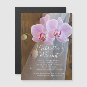 Rustic Orchid Elegance Bröllop spara datum Magnetisk Inbjudningskort