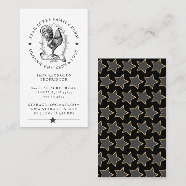 Rustic Organic Chicken Fresh Organic Eggs Business Visitkort (Fram/baksida)