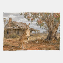 Rustic Outback Kangaroo & Farmhouse Kitchen Kökshandduk