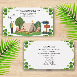 Rustic Outdoor Campground RV Park Business Design Visitkort