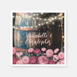 Rustic Outdoor Whimsical Whiskey Barrel Bröllop Pappersservett