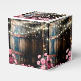 Rustic Outdoor Whimsical Whiskey Barrel Bröllop Presentaskar