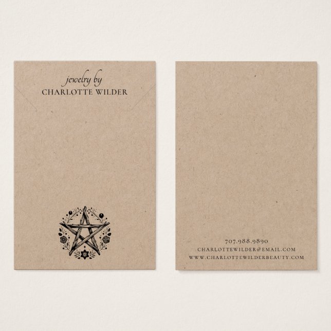Rustic Pagan Kraft Jewelry Necklace Visning Cards Visitkort (Framsida & baksida)