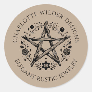 Rustic Pagan Wiccan Rustic Kraft Jewelry Designer Runt Klistermärke