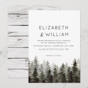 Rustic Paine Träd Bröllop Inbjudningar