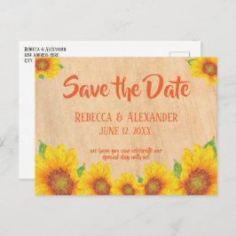 Rustic Painterly Solros Spara datumet Vykort