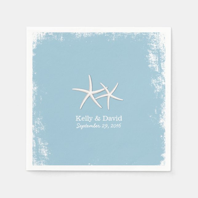 Rustic Pair of Starfish Beach Wedding Pappersservett (Framsidan)