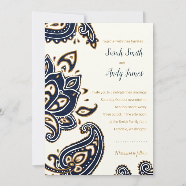 Rustic Paisley Wedding bjudande Inbjudningar (Framsida)