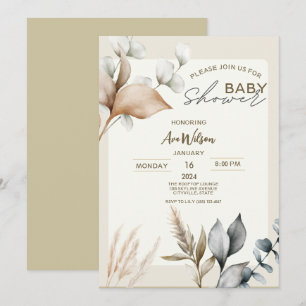 Rustic Pampas Grass Boho babydusch Inbjudningar