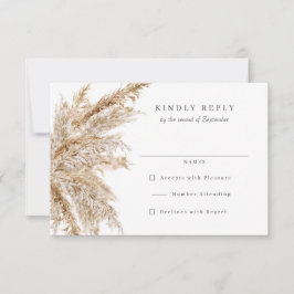 Rustic Pampas Grass Bröllop OSA Reply Kort