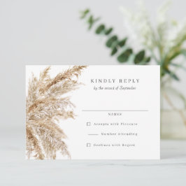 Rustic Pampas Grass Bröllop OSA Reply Kort