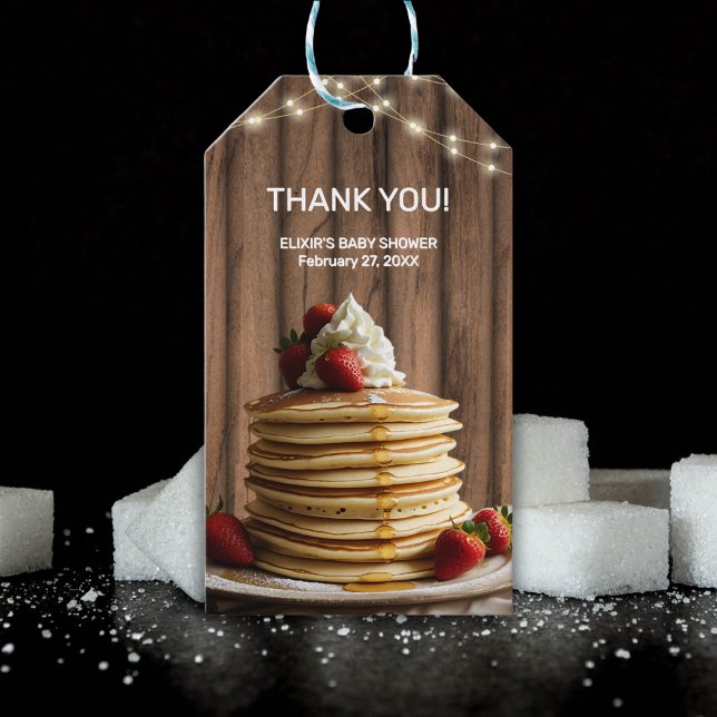 Rustic Pancakes Baby & Brunch Baby Shower Presentetikett (Skapare uppladdad)