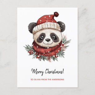 Rustic Panda Santa God jul Helg Vykort