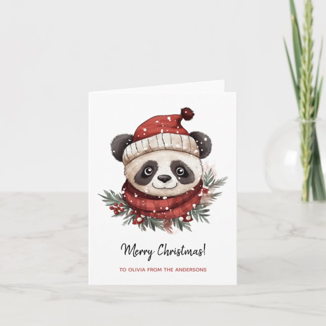 Rustic Panda Santa God jul Kort (Framsida)