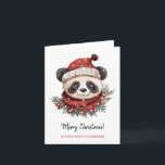 Rustic Panda Santa God jul Kort<br><div class="desc">Rustic Panda Santa God jul Greeting Card. Utformning av jordtoner i Rustic stil med vit pandabjörn med Santa hat och botaniska vintertöntar. Personlig.</div>