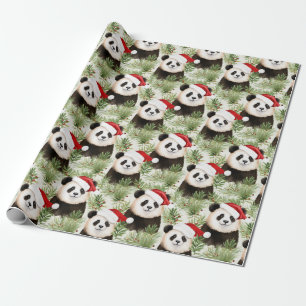 Rustic Panda Santa Winter helgdag mönster Presentpapper