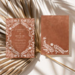 Rustic Papel Picado Mexican Bröllop Inbjudningar<br><div class="desc">Fira kärlek med den här roliga bröllopsinbjudan från Mexiko som innehåller vibranta terracotta-toner och charming papel picado-detaljer - perfekt för en livlig fest! Matchande objekt i vår butik Cava Party-design.</div>