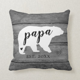 Rustic Pappa Bear Heart Birth Photo Keepsak Kudde