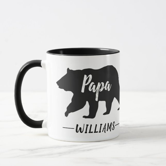 Rustic Pappa Bear Monogram Namn Mugg (Vänster)