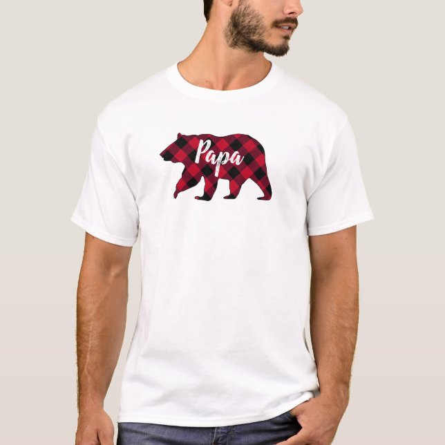 Rustic Pappa Bear Red Buffalo Play T-Shirt (Framsida)