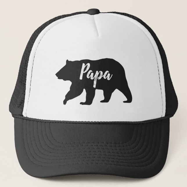 Rustic Pappa Bear Simple Black and White Keps (Framsida)