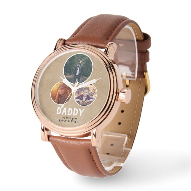Rustic pappa vi kärlek dig 3 Photo Far's Day Armbandsur (Vinkel)