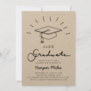 Rustic papper studenten-häckdoodle inbjudningar